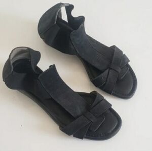 The FLEXX Black Suede Leather Women's Sandals - Padded, Small Wedge